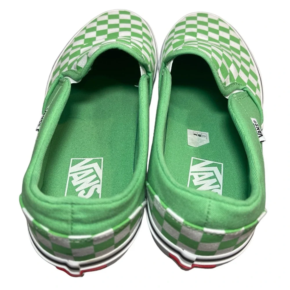 ⚡️SOLD⚡️Vans Classic Asher Checkerboard Slip-On Sneaker Green Shoes Women’s 11 - Picture 7 of 16